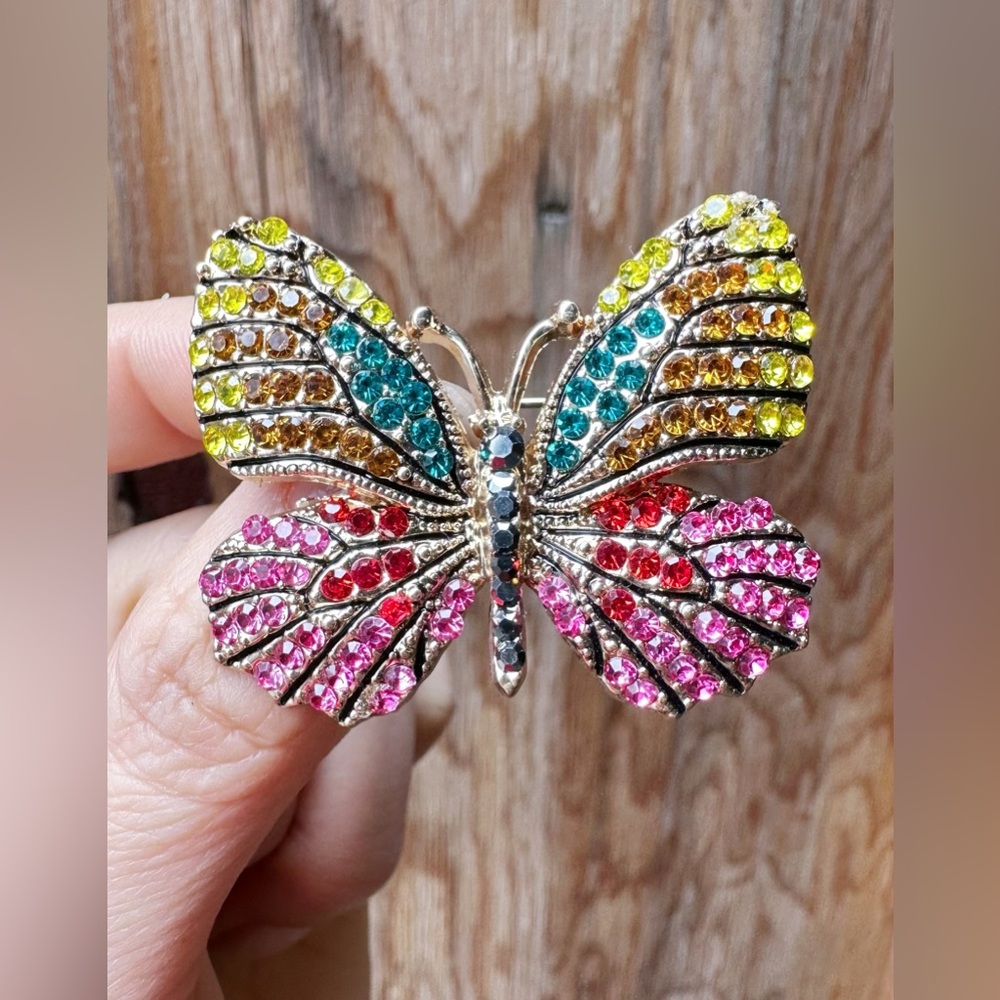 New Colorful Rhinestone Butterfly Brooch